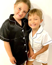 Load image into Gallery viewer, Kids Black Satin Pyjama Set
