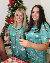 Load image into Gallery viewer, Noel Christmas Green Short Satin Pyjama Set
