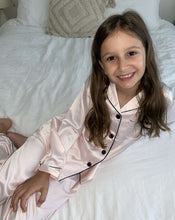 Load image into Gallery viewer, Kids Long Pink Satin Pyjama Set
