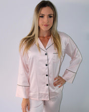 Load image into Gallery viewer, Long Pink Satin Pyjama Set
