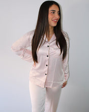 Load image into Gallery viewer, Long Pink Satin Pyjama Set
