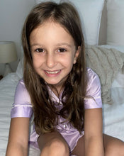 Load image into Gallery viewer, Kids Lilac Satin Pyjama Set
